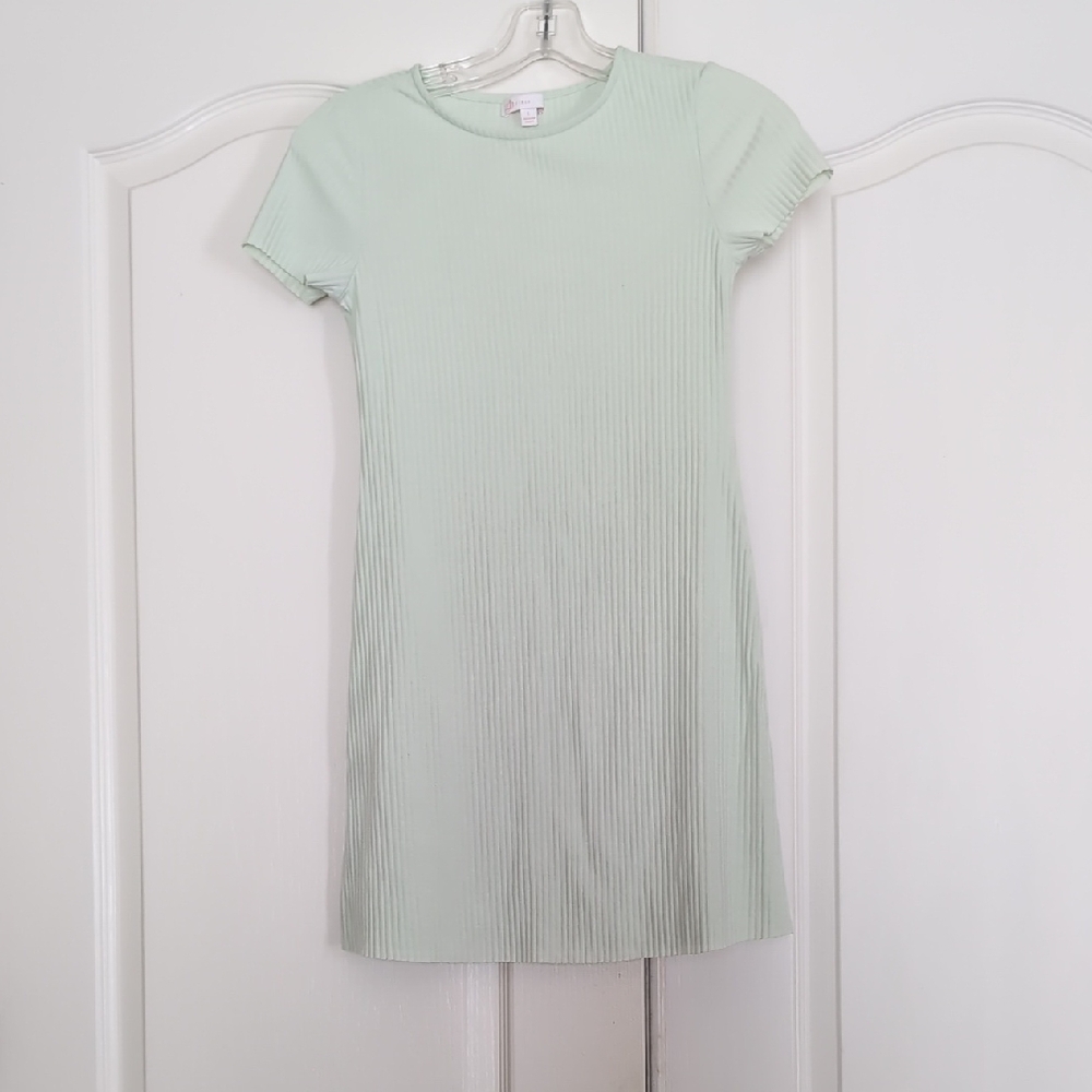 GB Girls Light Green Ribbed Dress
